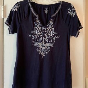Sonoma Floral Embroidered Top Size Small